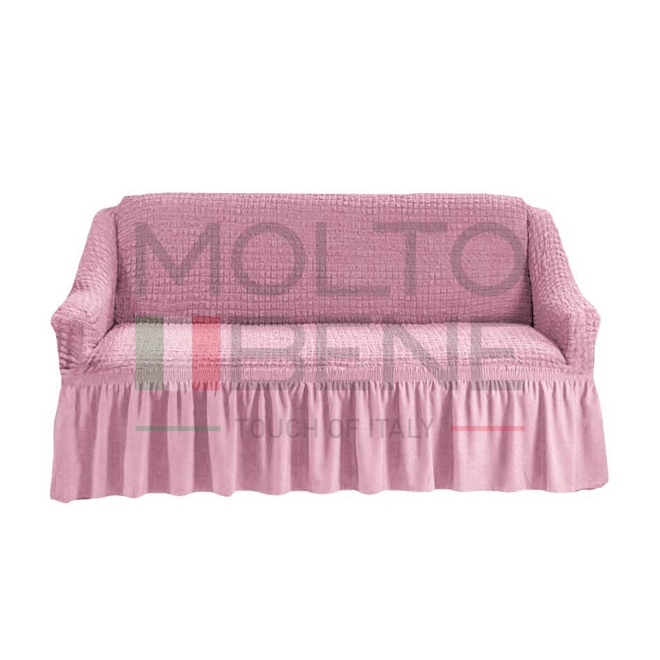 Универсальный европейский чехол для дивана двухместный розовый с оборкой
